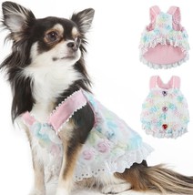 Princess Small Dog Cat Dress - Faux Fur Coat Vest Dress &amp; Adjustable Suspenders - £11.82 GBP