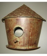 Hut Shaped Bird House 10&quot; high Hanging Brown Patina Finish Metal with Perch - £23.65 GBP