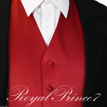 Fire Red New Men Solid Classic Formal Tuxedo Suit Vest Waistcoat Wedding... - £16.02 GBP+