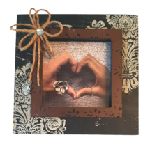 Embellished Framed Photograph of Heart Shaped Hands Farmhouse Distressed Rustic  - £19.09 GBP