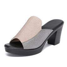 Women sandals new style ladies summer leather slippers shoes women party evening - £43.49 GBP