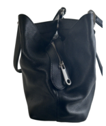 Michael Kors Bag Black Pebble Leather Raven Satchel Purse Silver Hardware - $98.05