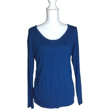 Liz Lange Maternity Womens Long Sleeve Top Size L Blue Lightweight Ruche... - $13.51