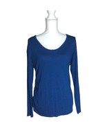 Liz Lange Maternity Womens Long Sleeve Top Size L Blue Lightweight Ruche... - $18.53 CAD