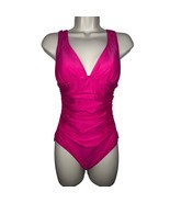 NWT J. Crew Women Pink Fuchsia Ruched V-Neck One-Piece Swimsuit Size 6 P... - $44.24 CAD