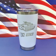 US Army Engraved Tumbler Cup Water Bottle Military Mug Coffee Thermos Glass - £18.92 GBP