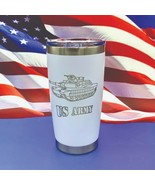 US Army Engraved Tumbler Cup Water Bottle Military Mug Coffee Thermos Glass - £19.19 GBP