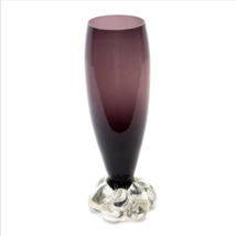 Vintage Hand Purple Plum Art Glass Vase Footed Decorative 8.5 height - £17.38 GBP