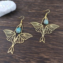Moth Earrings Amethyst Fairy Celestial Butterfly Beautiful Amazonite Jewelry Gif - £12.16 GBP