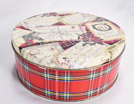 Vintage Sarah Scott Santas Postcard Collectible Tin Container Round - £16.55 GBP