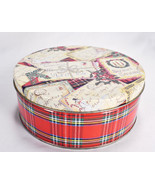 Vintage Sarah Scott Santas Postcard Collectible Tin Container Round - $20.78