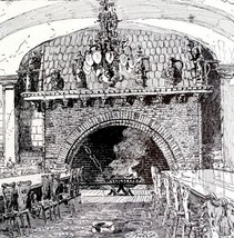 Pen &amp; Ink Example Dinner Hall Drawing 1900 Victorian Art Instruction Print DWW2A - £11.93 GBP