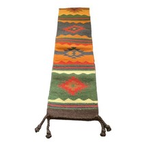 Authentic Casa Gunginn Mexico Zapotec Woven Wool Table Runner Oaxaca Azt... - $65.44