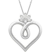 925 Sterling Silver 0.10Ct Brilliant Cut Round Moissanite Heart Pendant Necklace - £69.75 GBP