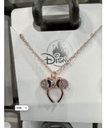 Disney Parks Minnie Mouse Ears Headband Rose Gold Color Necklace NEW - $31.90