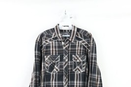 Buckle BKE Mens Large Athletic Fit Thick Stitch Western Snap Button Shirt Plaid - £27.65 GBP