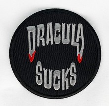 DRACULA SUCKS 3&quot; Circular Embroidered Patch Iron Or Sew On Vampire Monst... - £7.80 GBP