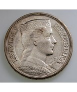 1932 Latvia 5 Lati Coin in AU Details Condition, Key Date - $75.40