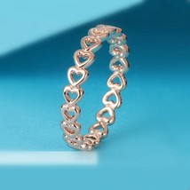 Rose Gold Linked Love Ring Stackable Ring Woman Jewelry Size 48MM to 60MM - £11.83 GBP