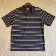 PGA Tour Polo Shirt Mens Large Blue/White Striped Short Sleeve Golfing C... - $10.89