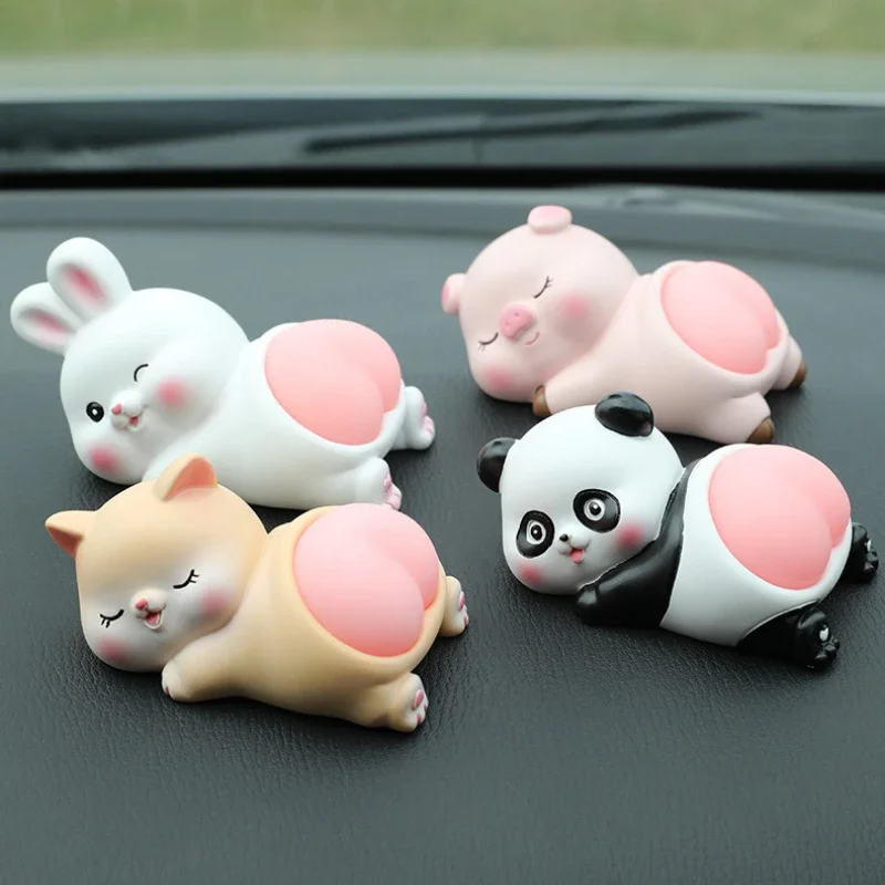 Car Decor 3D Car Dashboard Toys Ornament Pig Panda Rabbit Creative Decompression - £13.66 GBP