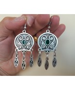 Armenian Dangle Drop Earrings with Chrysolite Stone, Ethnic Drop Earrings - $32.00