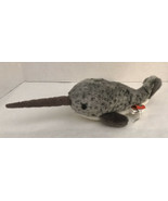 Narwhal Unicorn Whale Plush Grey Spotted  Adventure Planet Like Real But... - $19.64 CAD