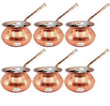 Prisha India Craft Set of 6 Handmade Steel Copper Casserole and Serving Spoon -  - £230.66 GBP