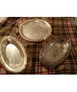 3 Vintage  Wm Rogers  Silverplate Trays ~ Etched Scrolls ~ Rope Edge - $112.14 MXN