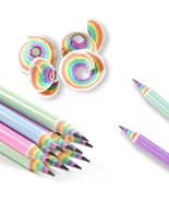 Pre-Sharpened Pencils #2 Eco Rainbow Paper Pencils for Kids Cute Number ... - $13.11