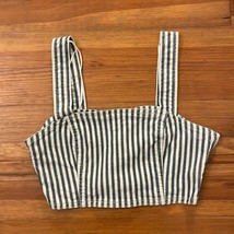 Zara Black White Striped Denim Crop Top Size Medium - $15.00