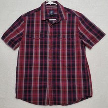 Route 66 Men&#39;s Shirt Size M Medium Red Plaid Button Up Short Sleeve Casual - £15.71 GBP