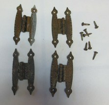 28 Vtg Mid Century Hammered Copper Door Cabinet Hinges Rustic w/Original Screws - £39.31 GBP