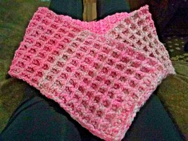 Hand Crocheted Waffle Stitch Cowl in pink (One Size Fits Most) - £10.68 GBP
