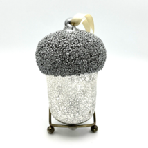 POTTERY BARN huge 5.5&quot; silver acorn Xmas ornament - mercury glass w/ beaded top - £14.95 GBP