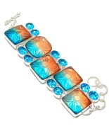 Bi-Color Tourmaline and Blue Topaz Gemstone Handmade Jewelry Bracelet 7-8&quot;  - $18.99