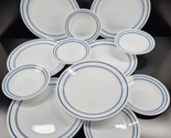 12 Pc Corelle Classic Cafe Blue Dinner Bread Plates Set Corning White Di... - $98.67