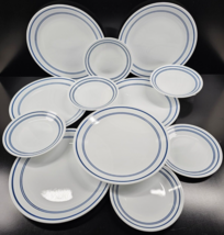 12 Pc Corelle Classic Cafe Blue Dinner Bread Plates Set Corning White Dining Lot - £78.87 GBP