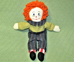 15&quot; Raggedy Andy Stuffed Doll Hand Crafted? Embroidered Eyes Orange Wool Hair - £14.43 GBP