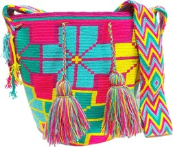 Handmade Wayuu Crochet Tote Bag, Woven Mochila, Colombian Tribal Bag, Be... - $96.04