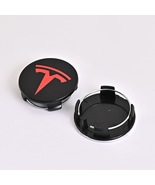 Set of 4Pcs - Tesla Wheel Center Cap Emblem Hub Caps - 56mm - Black Red - $12.97 CAD