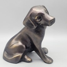 Bronze metal puppy dog floppy ears Labrador hunting cabin decor 6&quot; Heavy - $68.31