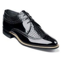 Stacy Adams Mens Black Shoes Dayton Wingtip Shiny Leather Tuxedo 00605-01 image 12