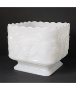 Vintage Anchor Hocking Grape Vine White Milk Glass Square Compote Candy ... - £12.72 GBP