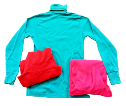 90s USA Lot of 3 Vintage Solid Turtle Neck Sweaters Red, Hot Pink, Teal SZ M &amp; L - £20.08 GBP