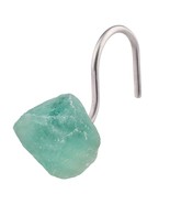 4Pcs Stainless Steel Shower Curtain Hooks With Raw Natural Green Fluorit... - $60.99