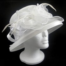 Forbusite White Kentucky Derby Fancy Church Tea Hat Feathers One Size Ad... - $29.40