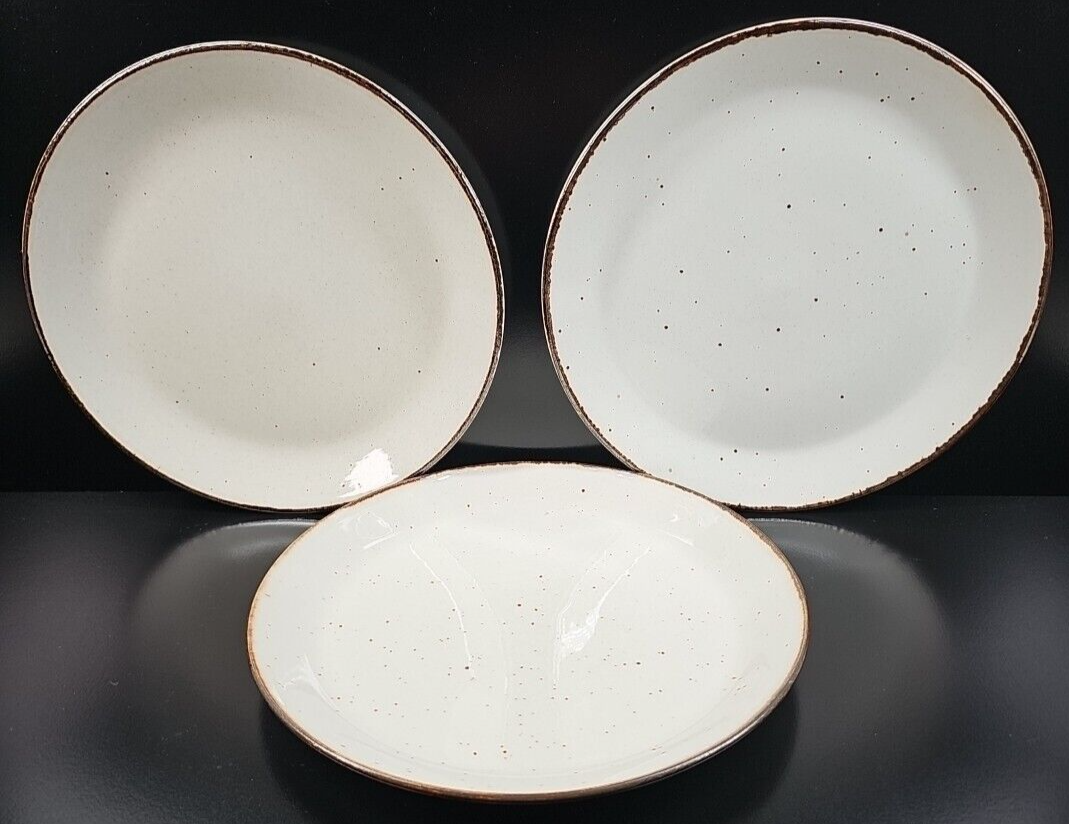 Primary image for 3) J & G Meakin Lifestyle Dinner Plates Set Vintage Brown White Dish England Lot