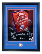 1983 Philadelphia 76ers Signé Encadré 16x20 Photo Julius Erving &amp; Plus Bas COA - £388.94 GBP