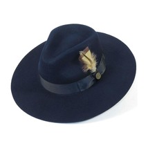 Mens Hat By BRUNO CAPELO Australian Wool Wide Brim Fedora Duke DU722 Navy image 2